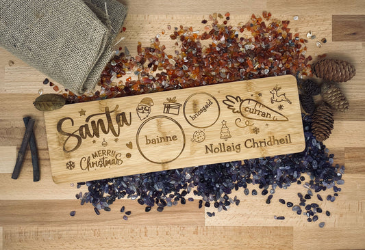 Bamboo Santa Engraved Serving Board with Gaelic Inscriptions